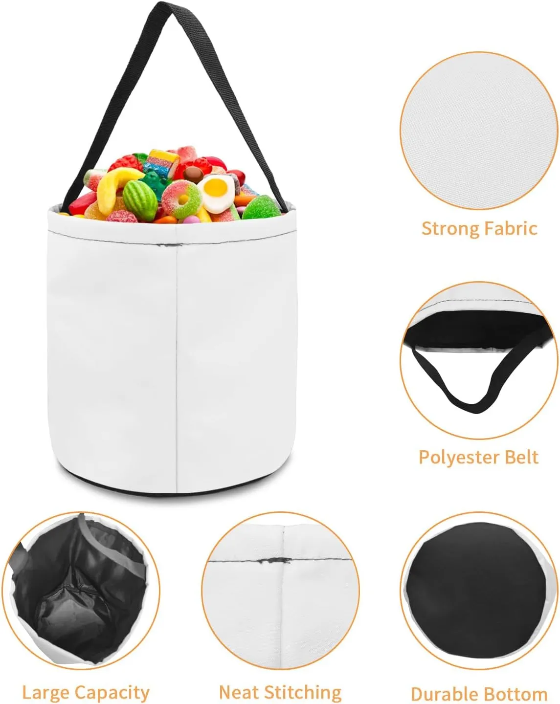 1 Piece Halloween Trick or Treat Candy Bags,Cartoon Fire Fighting Truck Reusable Goody Bucket Collapsible Candy Tote Bag for Holiday Gift Basket Party Favor,Red and White Car with Hydraulic Giant
