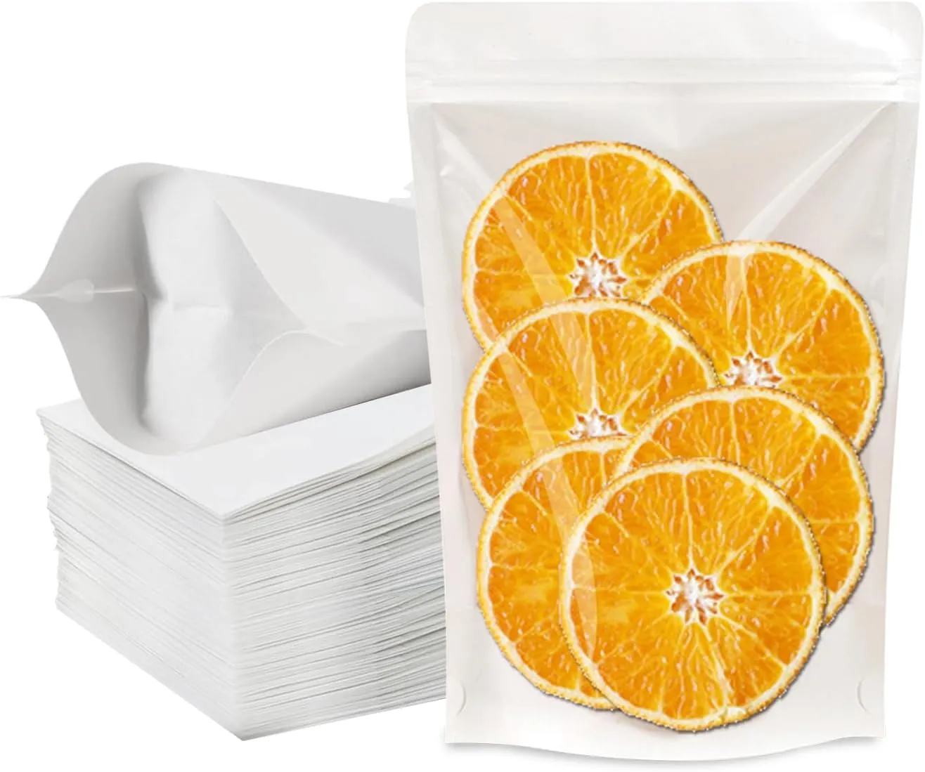 100 PCS Resealable Packaging Bags for Small Business，Kraft Bags With Window Clear Fornt Heat Seal Sealable 4.7"X7.9"Paper Ziplock Stand Up Pouches Nut Bag Coffee Cookie Herb Food Bakery Storage