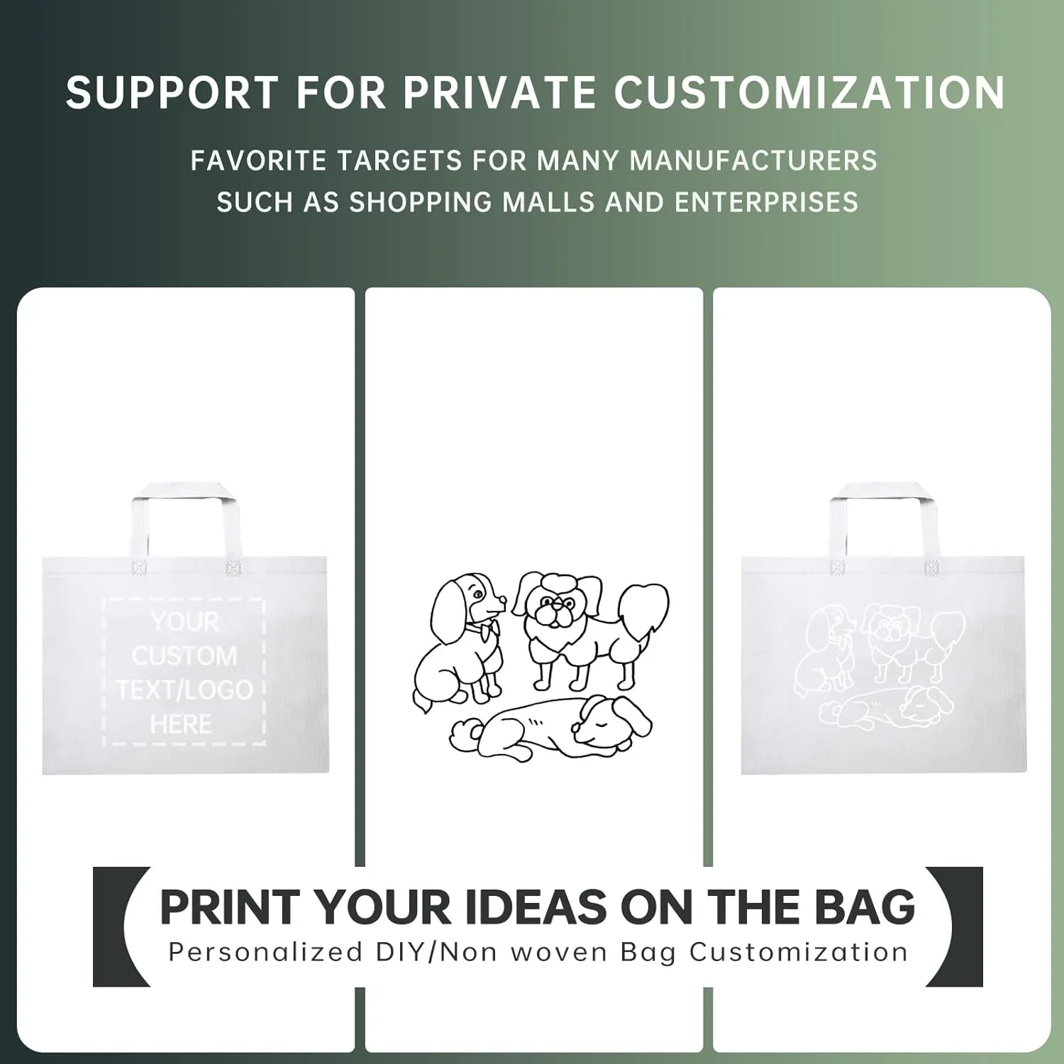 100 Reusable Shopping Bags custom bags with logo-Ideal for Company Promotions, commercial advertising,grocery bags