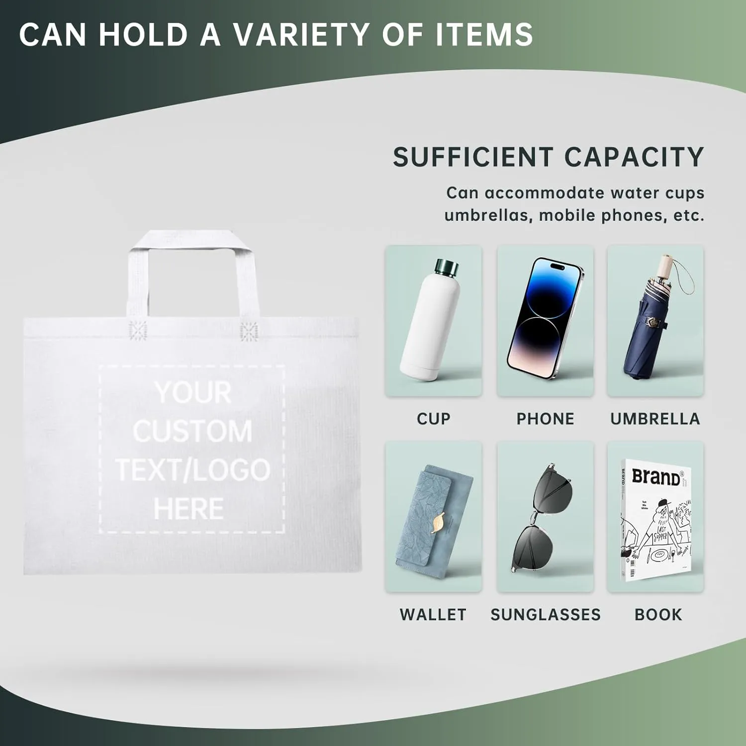 100 Reusable Shopping Bags custom bags with logo-Ideal for Company Promotions, commercial advertising,grocery bags
