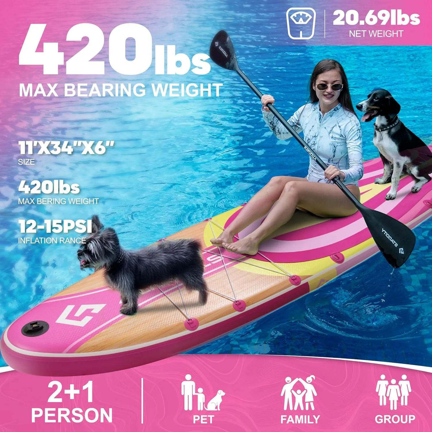 11'6"*34"*6" Stand Up Paddle Board,Inflatable Paddle Boards for Adults w/a Simple and Non Slip Design, Moderate Length and Easy Operation, Suitable for Adults.