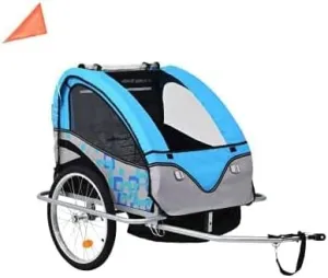 2-in-1 Children's Bicycle Trailer with 3 Wheels, Jogger Buggy, Five-Point Safety Belt System with Handbrake，with Wheel Reflector ，Load 40kg