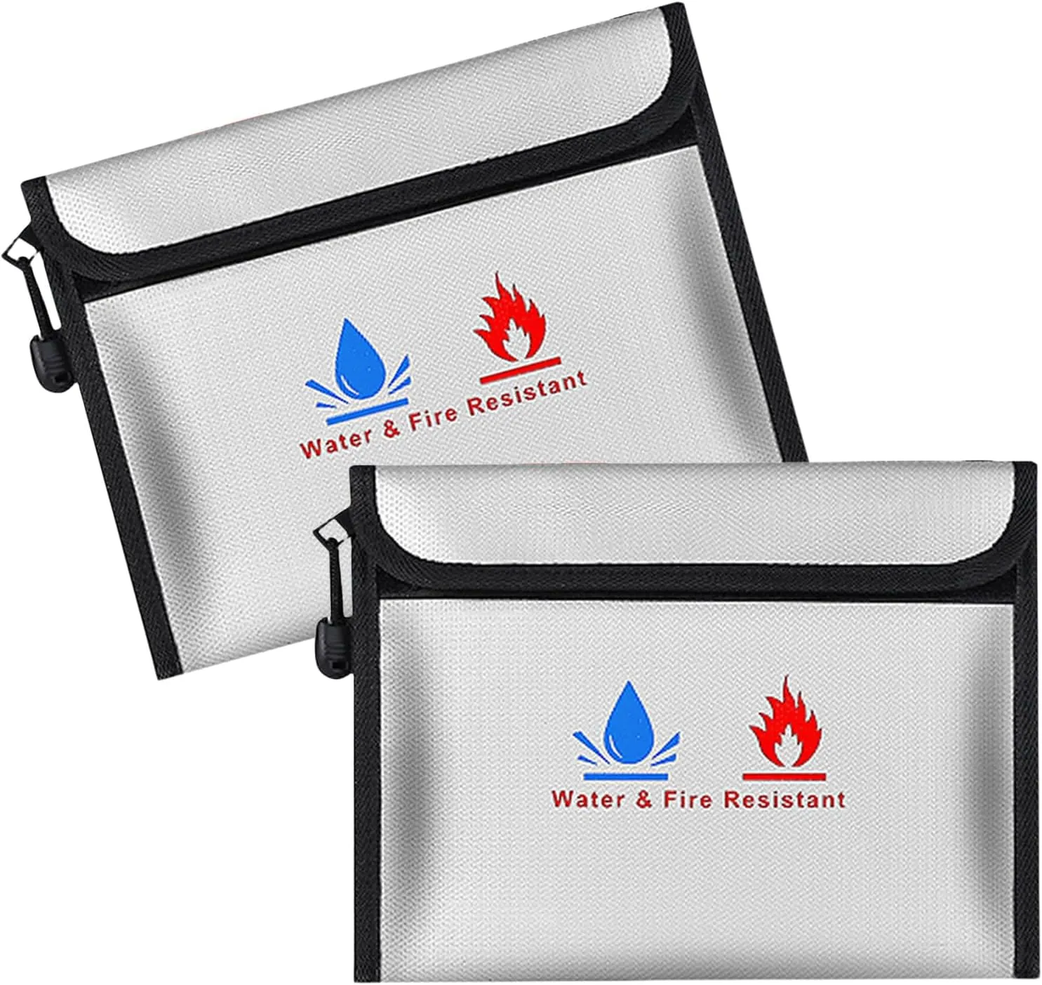 2 Pack Fireproof Document Bag – 9" x 7" Large Fireproof and Waterproof Bag for Documents, Cash, Files, Fireproof Safe Bag with Zipper & Handle – Home & Office Use