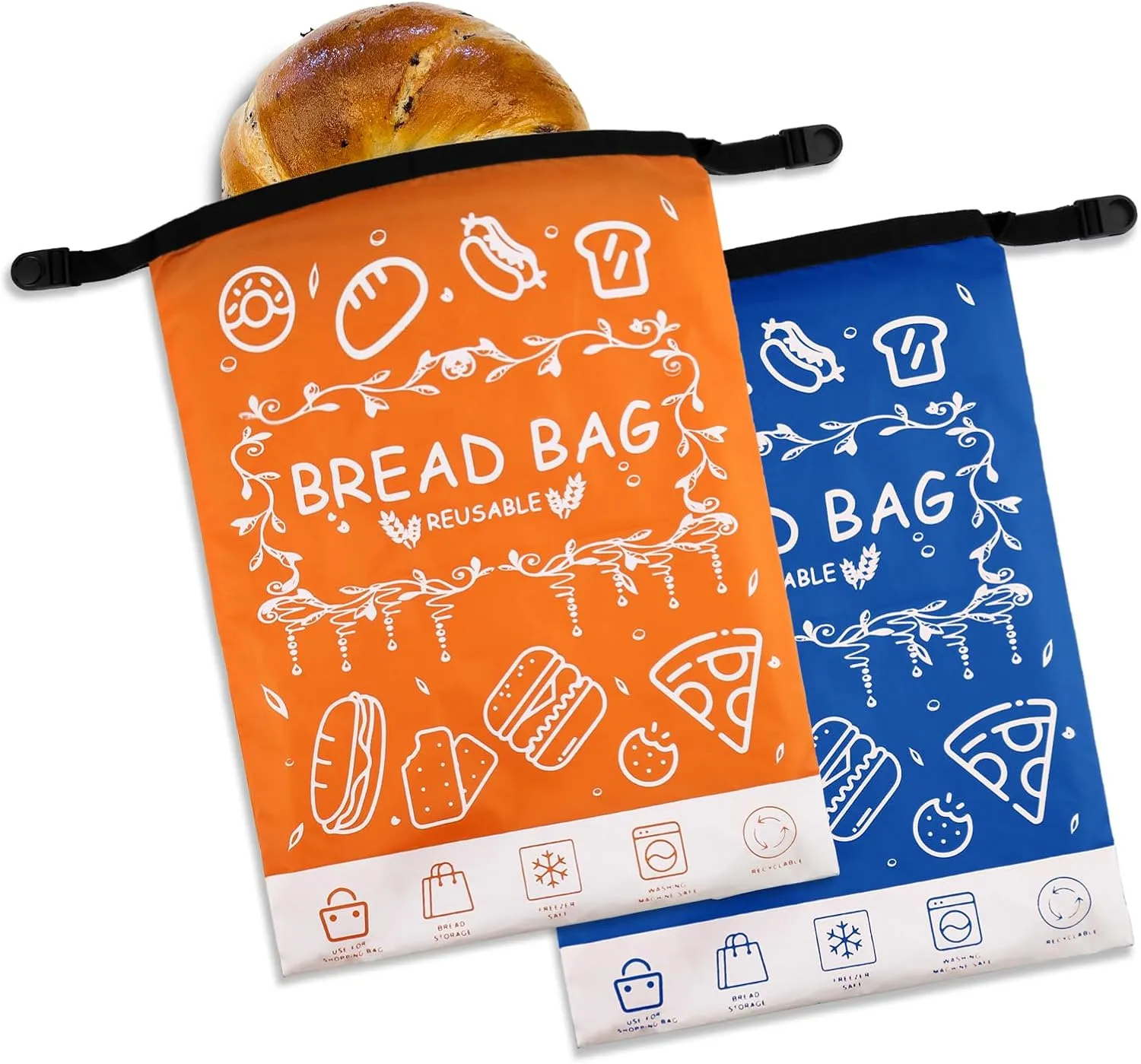 2 Pack Reusable Beeswax Bread Storage Bags, Zipper Reusable Bread Bags for Homemade Loaf,for Homemade,Beeswax Bag Sourdough Storage Bag, Sourdough