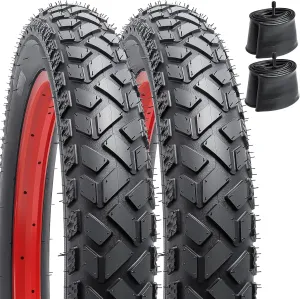 2-PCS 20" Heavy Duty Fat E-Bike Tires 20 x 4.0/102-406 20 x 3.0 and Heavy Duty Bike Tubes Scharder Valve Compatible with 20x4.0 20x3.0 E-Bike All-Terrain Directional Tread Bicycle Tires and Tubes