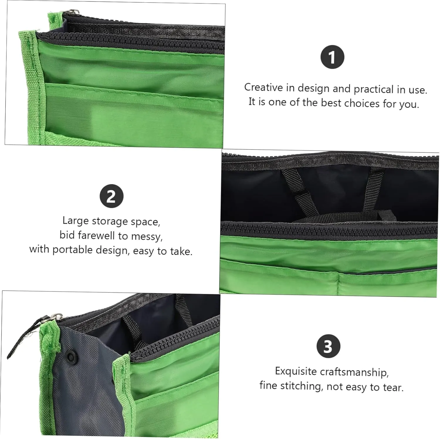 2 pcs Toiletry Bag Travel Liner Useful Handbag Double-Deck Practical Multipurpose Sundries Nylon, Greenx2pcs, 28X10X17CMx2pcs
