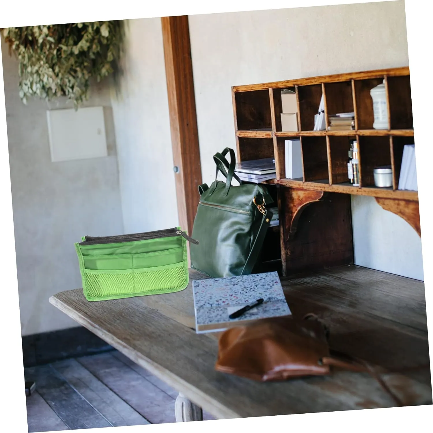 2 pcs Toiletry Bag Travel Liner Useful Handbag Double-Deck Practical Multipurpose Sundries Nylon, Greenx2pcs, 28X10X17CMx2pcs