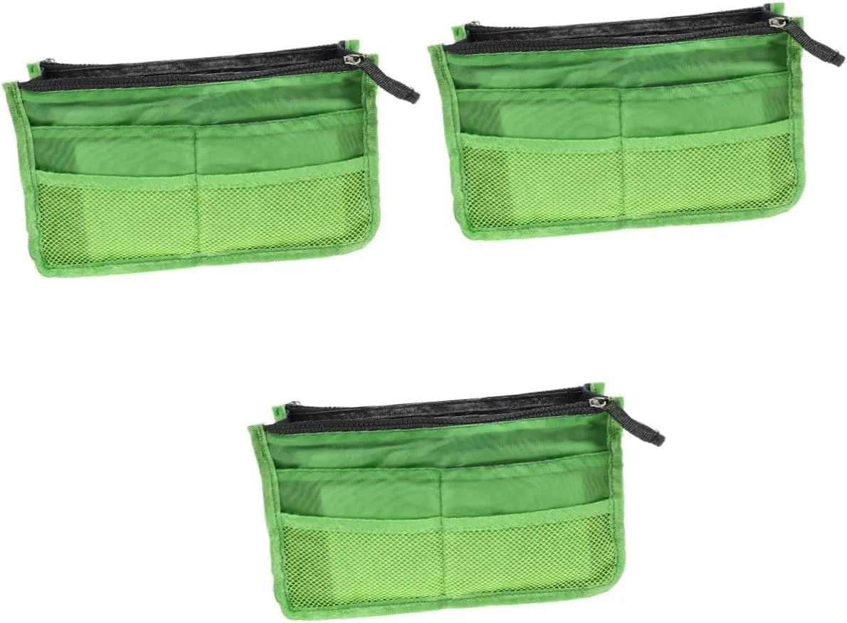 2 pcs Toiletry Bag Travel Liner Useful Handbag Double-Deck Practical Multipurpose Sundries Nylon, Greenx3pcs, 28X10X17CMx3pcs
