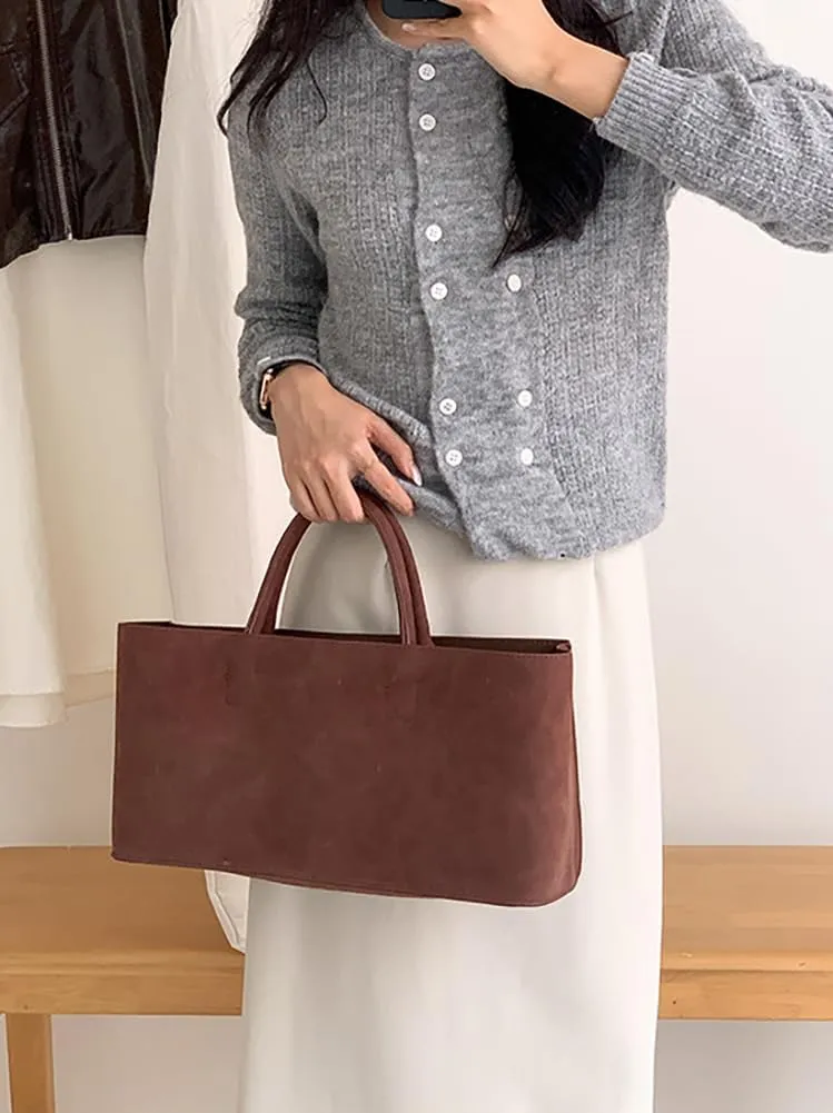 2 Pcs Trendy Suede Crescent Underarm Shoulder Bag Women Slouchy Satchels Crossbody Purse Top-handle Travel Tote Handbag