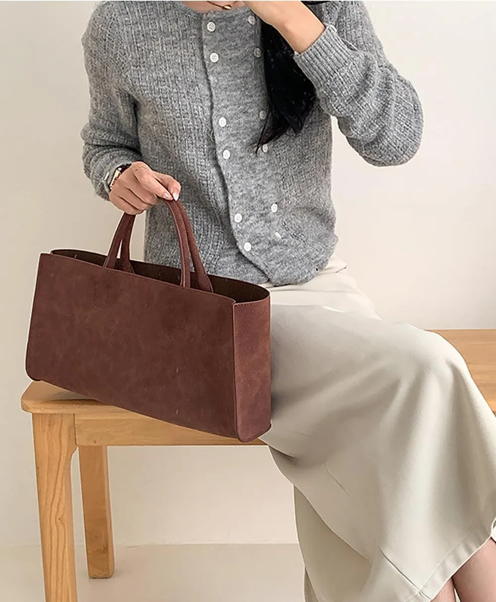 2 Pcs Trendy Suede Crescent Underarm Shoulder Bag Women Slouchy Satchels Crossbody Purse Top-handle Travel Tote Handbag
