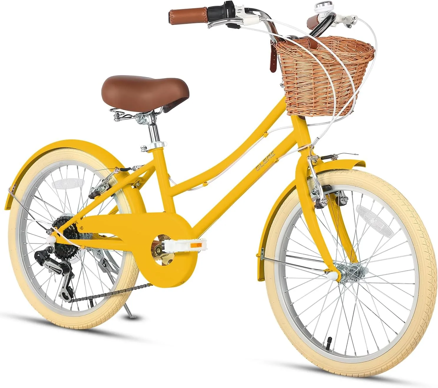 20 24 26 Inch Beach Cruiser Bike, 6-Speed Hybrid City Bicycle for Girls Youth and Over 6 Years Old, Missy Bike with Wicker Basket & Lightweight, Multiple Colors