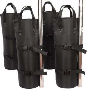 200 LBS Extra Large Sand Bags for Canopy Legs (Without Sand), Buckle Straps and Zipper Top Sandbags for Weight Set of 4 (Black)