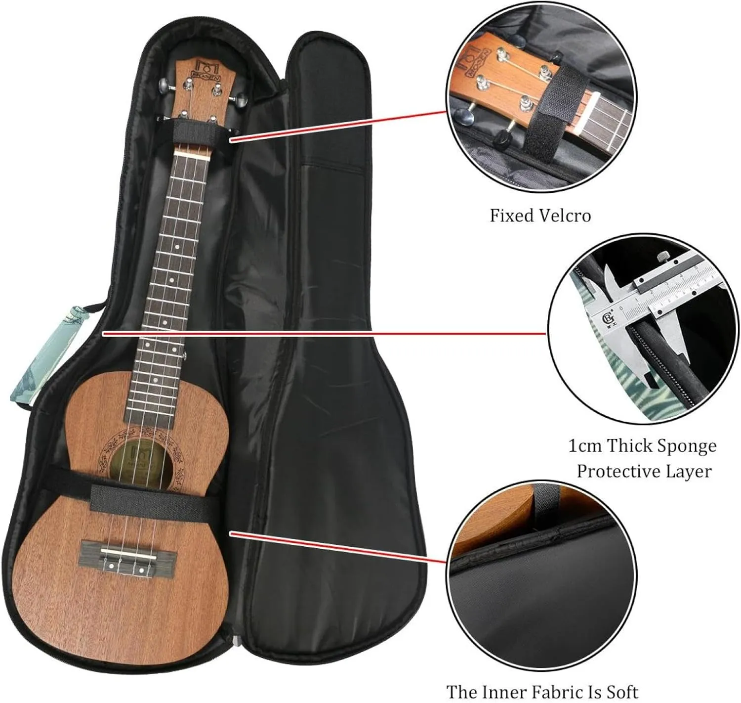 23 Inch Concert Ukulele Case Sea Nautical Marine Navy Vacation Landscape Ukulele Padded Bag with Storage and Shoulder Straps