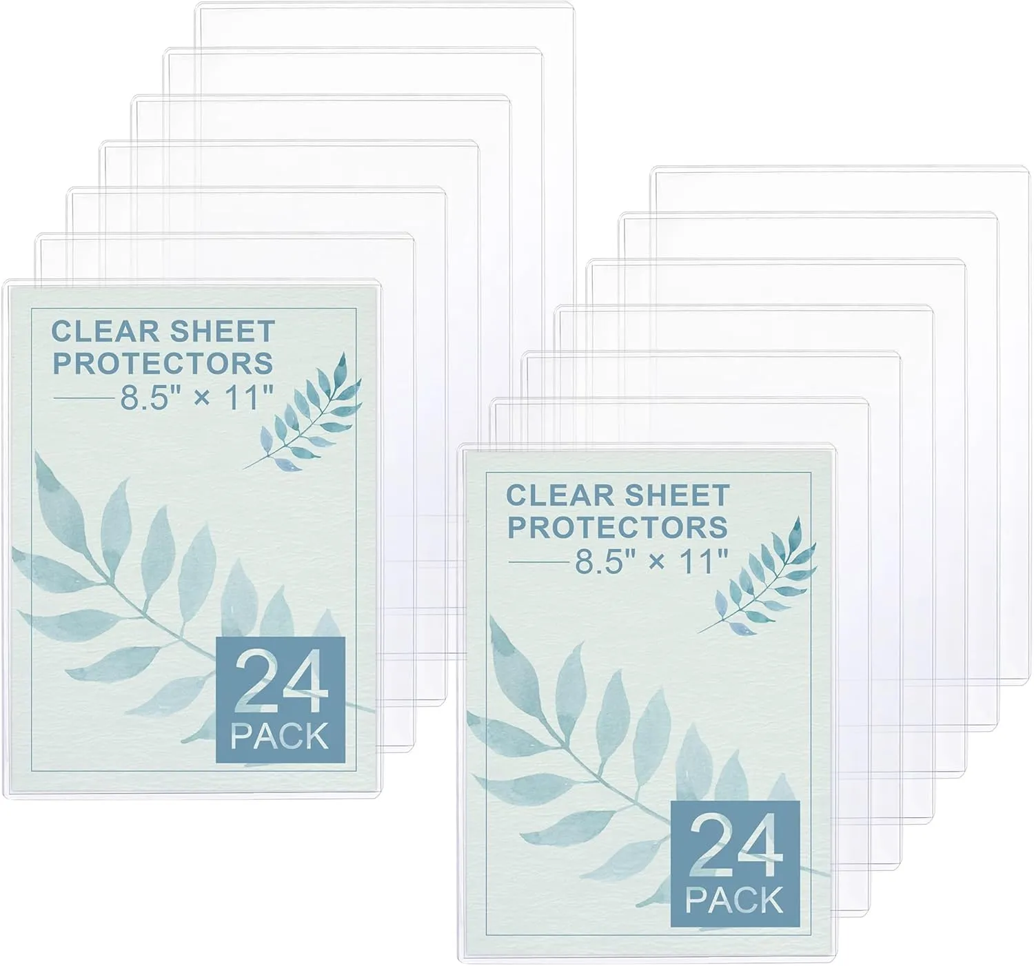 24 Pack 8 1/2" x 11" Rigid Sheet Protectors, Clear Hard Plastic Sheet Protectors Print Page Protectors Heavy Duty Plastic Sleeves Ideal for Magazine Posters Photo Page Document School Office Business