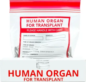 25 Pack Funny Human Organ Donor Bags 9” X 7” - Perfect as doctor gifts, doctor party favors or gift bags. Made to store food and a great complement to your human organ lunch box.