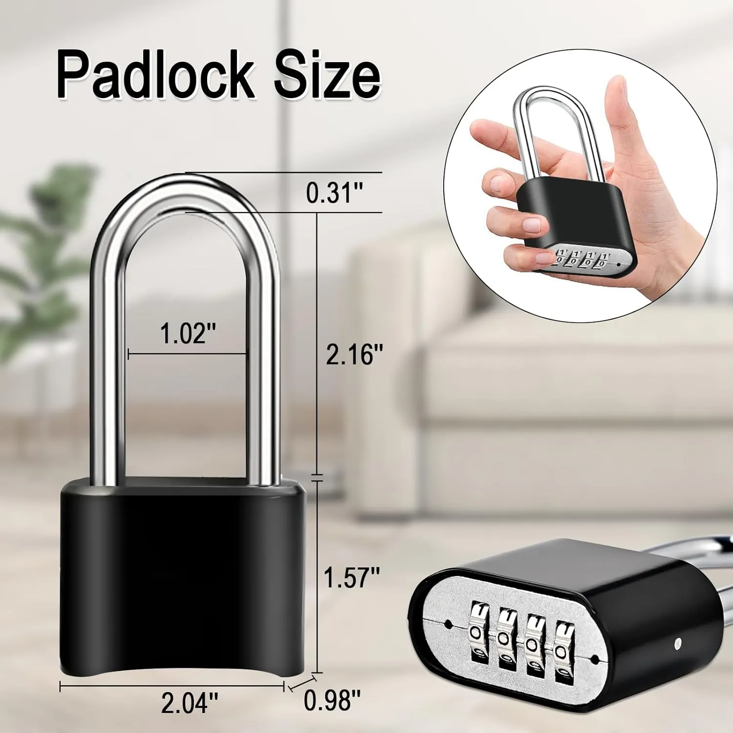2pcs Combination Lock, 4-Digit Heavy Duty Combo Lock, Combination Padlock Outdoor Waterproof Gate Locks for Outdoor Fence, Locker, Sheds, Gym, Gate Hasps (2pcs, Long Shackle)