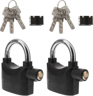 2Pcs Durable Alarm Lock for Bike High Decibel U Lock with Key Compact Design for Theft Protection of Bicycles Motorcycles and More