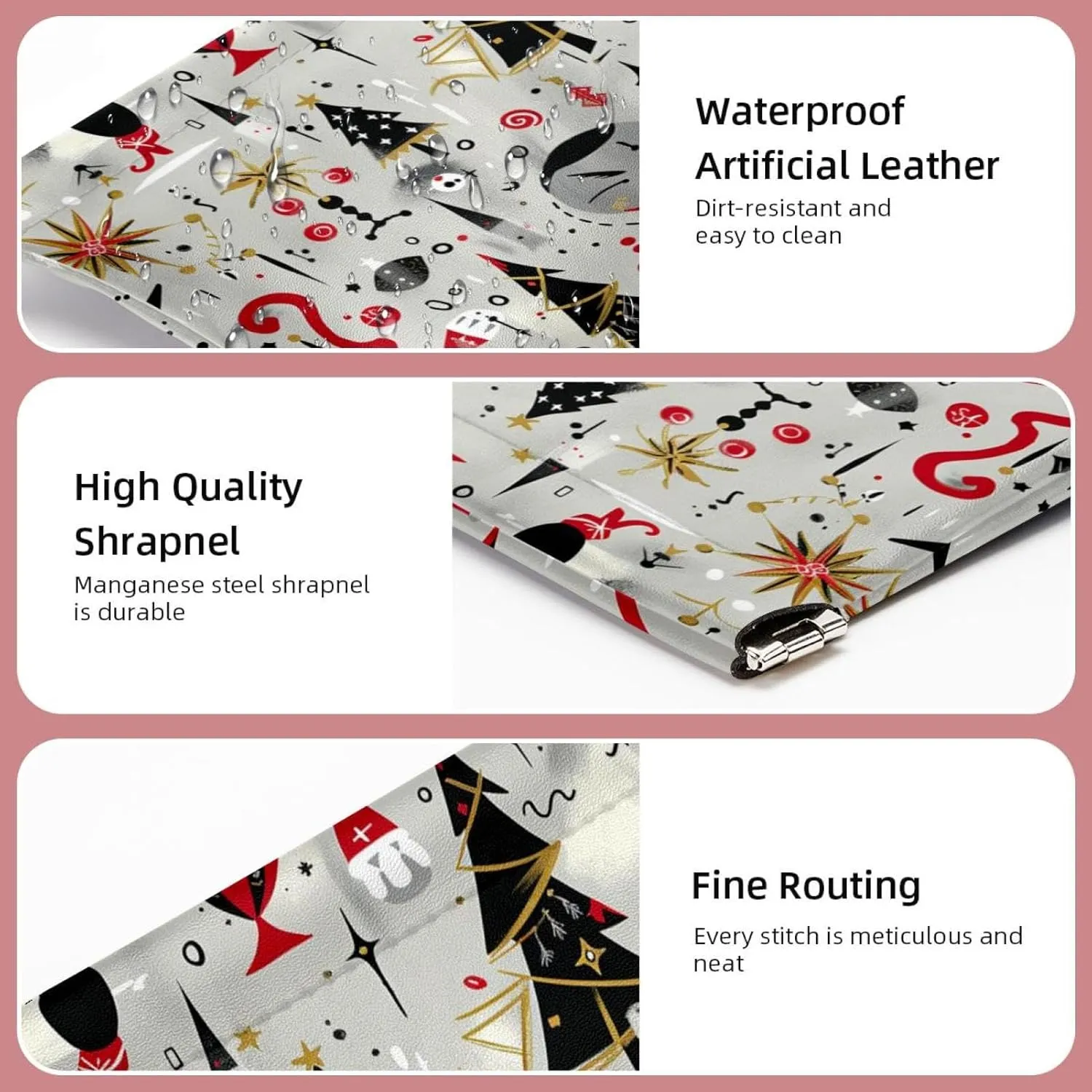2Pcs Faux Leather Pocket Cosmetic Bag, Small Makeup Pouch for Purse, Portable Travel Makeup Bag for Women, Multi-functional Shrapnel Storage Bag, Christmas Cartoon Elk Snowman