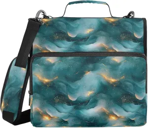 3 Rings Sturdy Zipper Binder with Handle and Removable Shoulder Strap Includes Zip Pocket Document Organizer for School and Office Rose Gold Teal Green