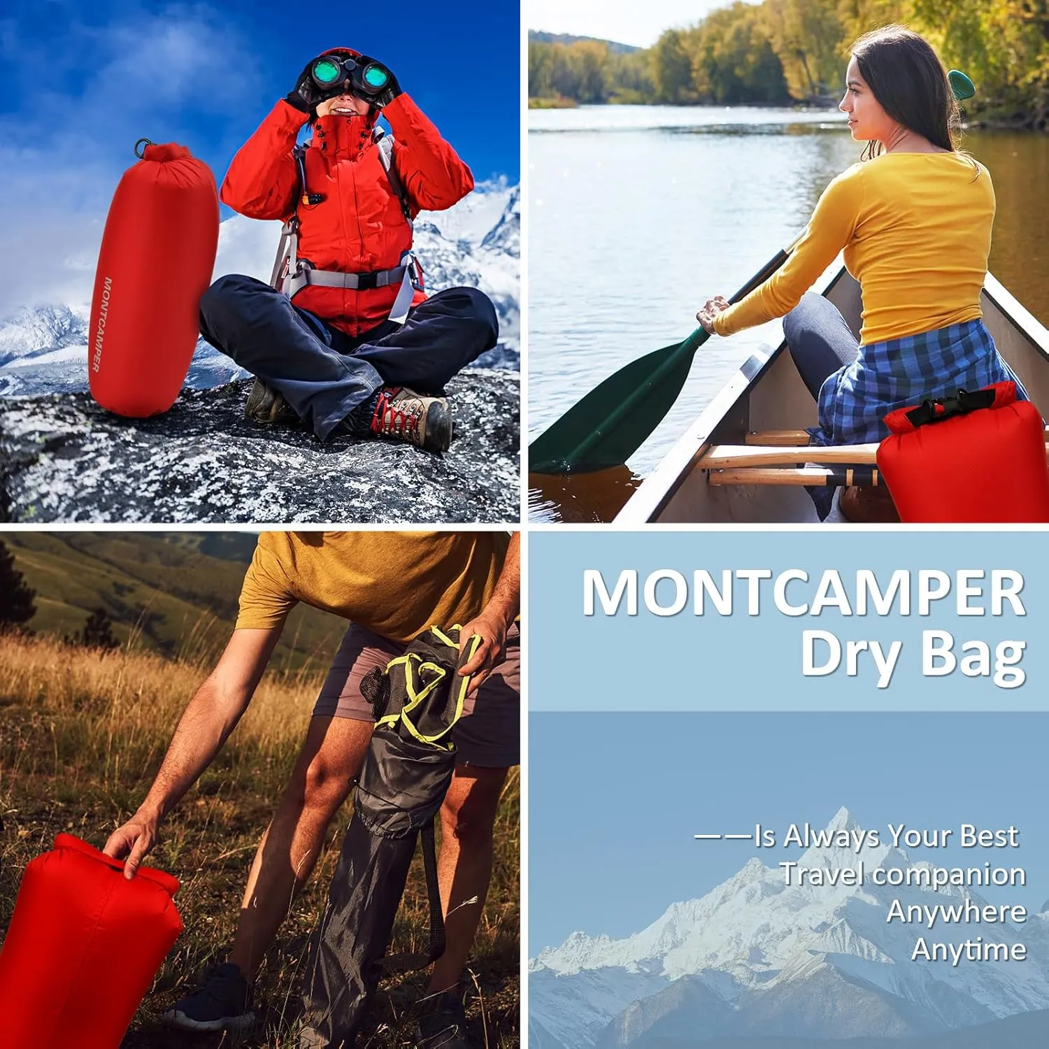 30D Nylon Waterproof Dry Bag-Extra Large Waterproof Storage Sack with Roll Top Closure-Suitable for Long Hiking, Camping, Kayaking and Beach-Float on Water(35L/Red)