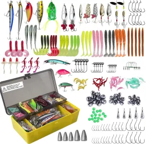 318pcs Fishing Lures Baits Accessories Kit Including Fishing Soft Lures, Hooks, Weights Sinkers, Jigs, Crankbait, Minnow, Swivels, Beads Terminal Tackle Kits for Fresh and Saltwater
