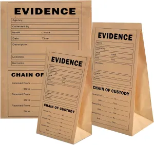 35 Pack Crime Scene Paper Evidence Bag for Receipts - Kraft Evidence Bags 3 Different Size for Securing Receipts and Small Evidence Items