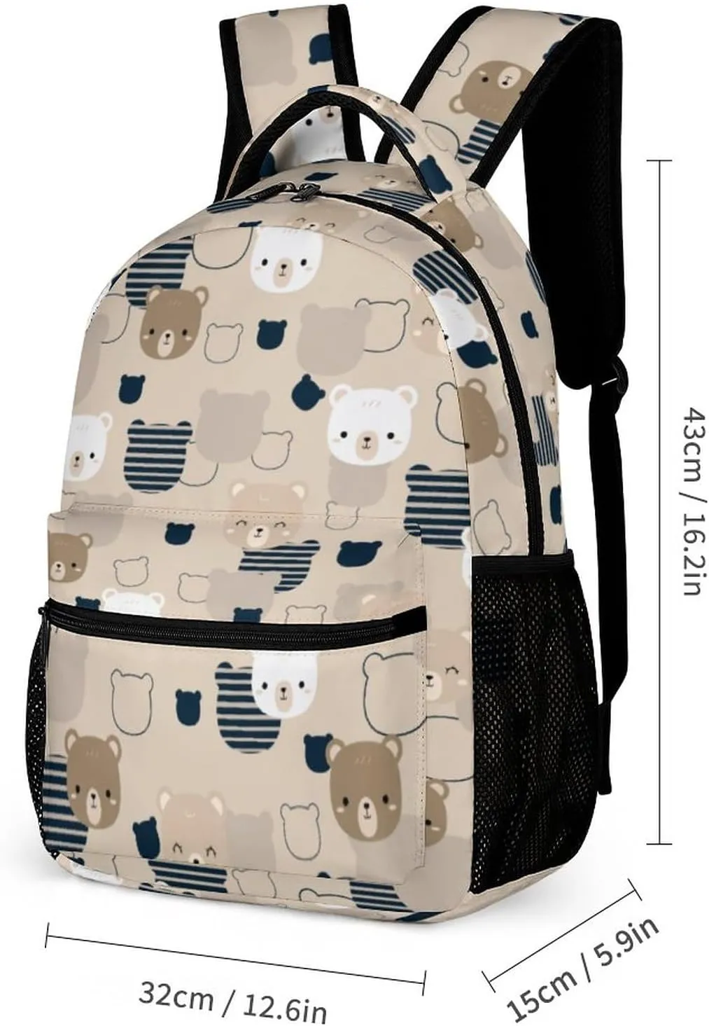 3PCS Cartoon Bear Backpack Set, Lightweight Durable Daypack Cute Laptop Bag with Lunch Bags, Stylish Shoulders Backpack with Multiple Pocketsk(Cartoon Bear)