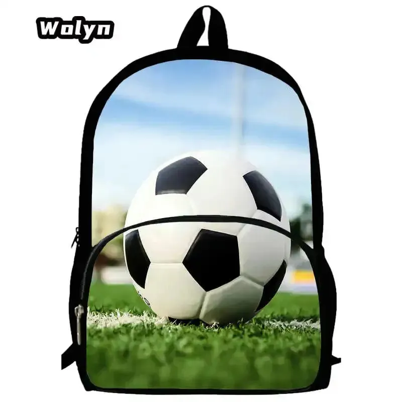 3Pcs Set 3D Soccer Printed School Backpack with Shoulder Bags Pencil Case for Grade 1-3,Large Football School Bags for Boys