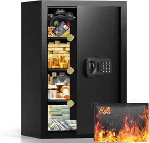 4.2 Cuft Large Fireproof Safe Box for HOME USE, Digital Home Security Safe with Programmable Keypad and Spare Keys, Document Safe Fireproof Waterproof, Anti-Theft Fire Safe Box for Home Office