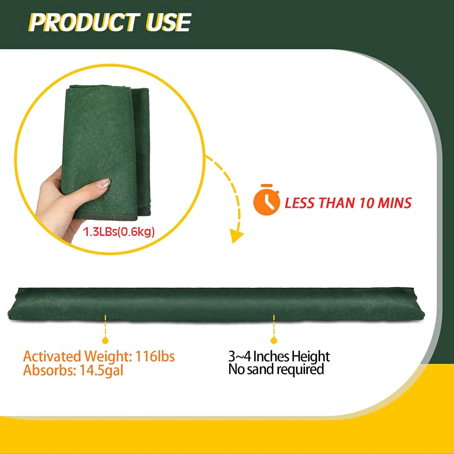 5 Pcs Water Barrier 5 ft x 6.5 Inch Flood Barriers for Home Reusable Absorbent Flooding Prevention Barriers Sandless Sandbags for Home Door Garage Basement