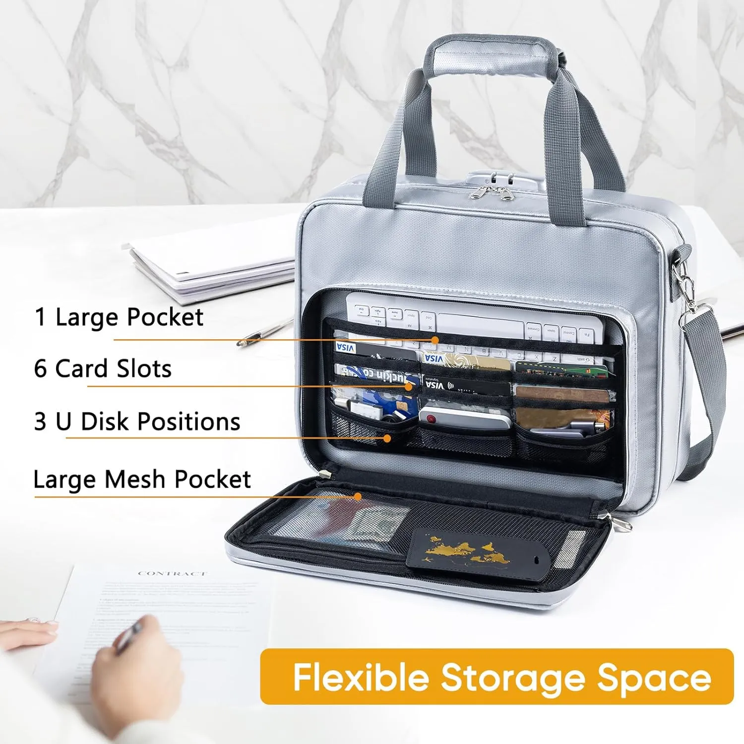 5200 Fireproof Document Organizer - Large Fireproof Bag with 20 Pockets - Locking Folder Safe for Home & Office Documents