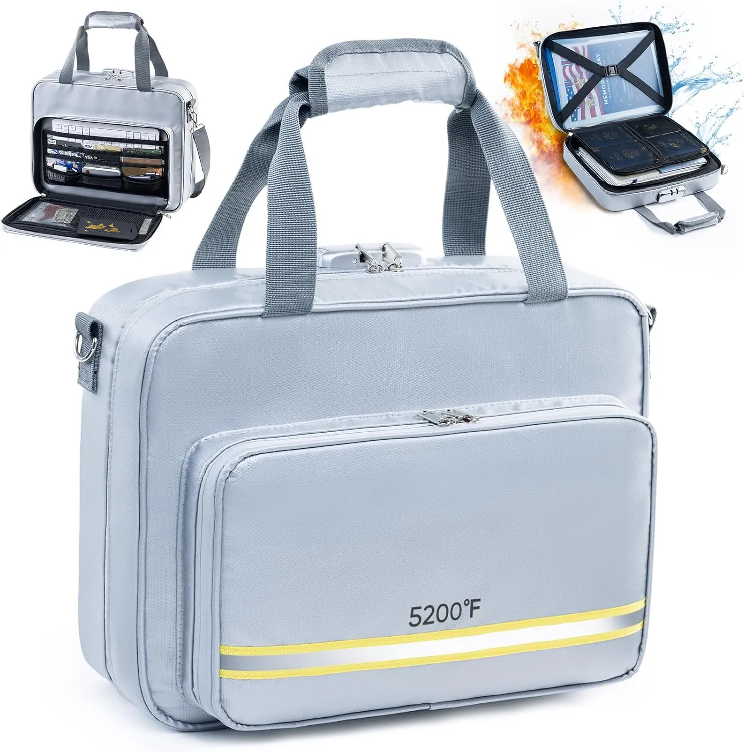 5200 Fireproof Document Organizer - Large Fireproof Bag with 20 Pockets - Locking Folder Safe for Home & Office Documents