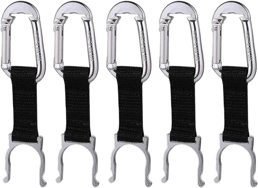 5pcs Aluminum Alloy Webbing Water Bottle Buckle Small Bucket with Lid Spaghetti Tongs Bottle Carrying Clip Camping Bottle Clip Bottle Holder Mineral Water Travel