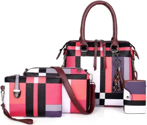 6 Pcs Women Handbags PU Leather Shoulder Bags Casual Tote Bag Composite Messenger Bag