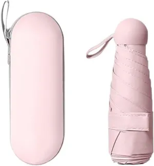 6-Rib Umbrella with Storage Bag, Uv Protection Umbrella, Small and Portable, Suitable for Commuting, Travel and Photo