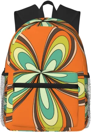 70'S Retro Spring Hippie Flower Power Light Lightweight Packable Backpack Travel Casual Hiking Daypack Foldable Backpack For Men Women