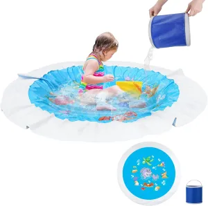 7.2 X 7.2 Feet Baby Beach Pool，Kiddie Pool and Beach Blanket，2 in 1 Toddler Paddling Pool，Beach Toys for Infant Kids Boys and Girls with Portable Water Bag 9L
