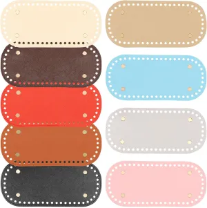 9 Pcs Bag Bases for Crochet, 9 Colors Leather Crochet Bag Bottom Base, Long Oval Purse Bottom Shaper Pad for Bags Cushion Base w Holes for DIY Crochet Bag Handbag Shoulder Bags Purse Crafts Making