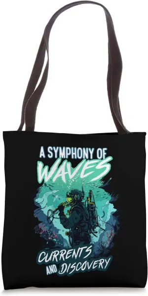 A Symphony of Waves Currents and Discovery Oceanography Tote Bag