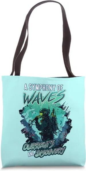 A Symphony of Waves Currents and Discovery Oceanography Tote Bag