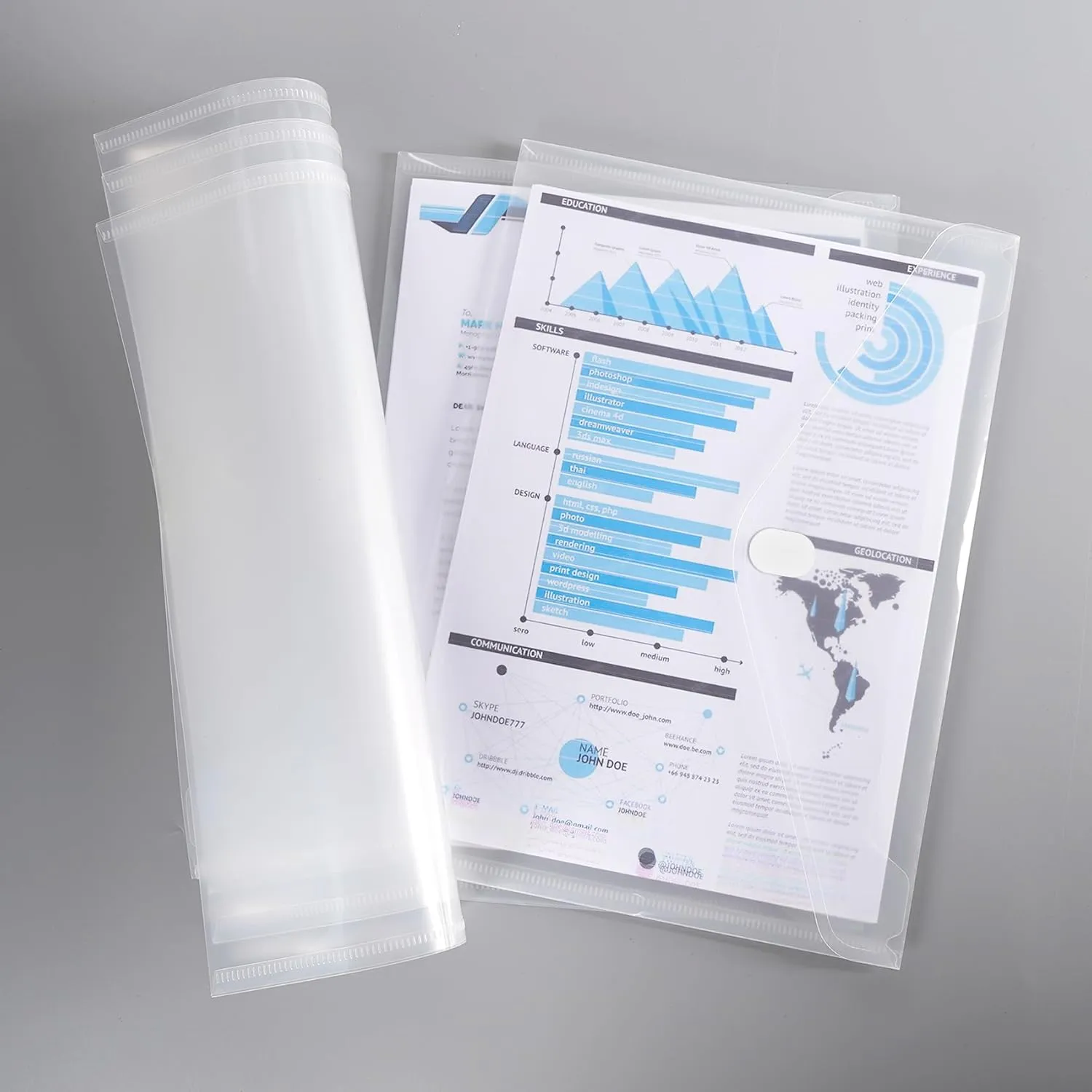 A4 Plastic Folders for Documents,60 Clear Clear Plastic Poly Envelope with Hook & Loop Closures,A4 Poly Document Bag,A4 Letter Size File Bags for Office School Home Travel Cosmetic Organization