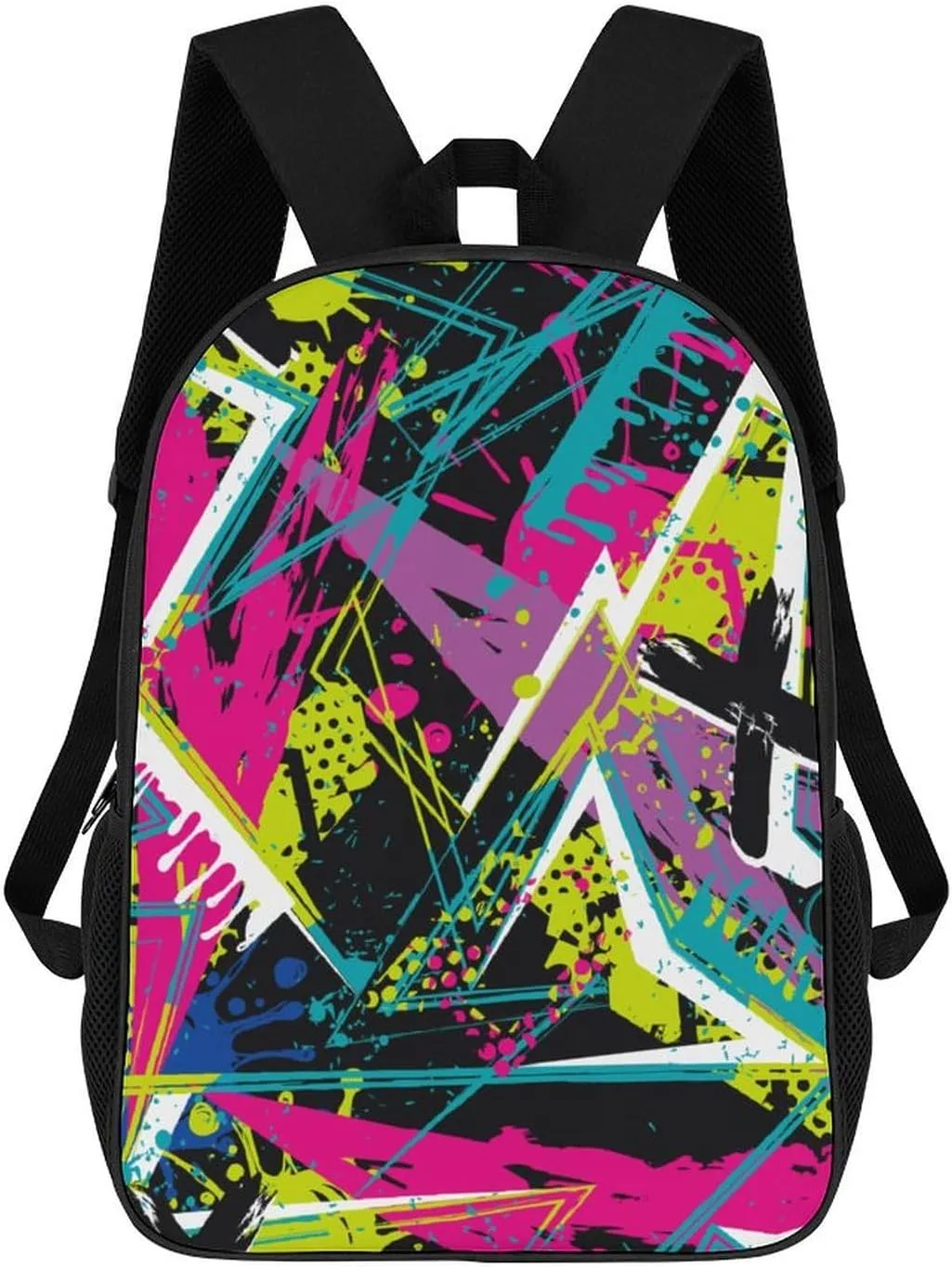 Abstract Geometric Chaotic Colorful Unisex Backpack 17" Casual Daypacks Simple Shoulders Bag for Camping Hiking Travel Gear