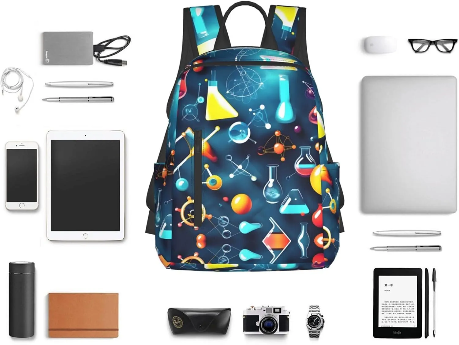 Abstract Science Chemistry Print Lightweight Backpack, Travel Bookbag College Bag,Laptop Backpack For Men Women