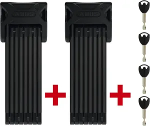 ABUS Bordo 6000 Folding Lock Set of 2 with Bracket - Hardened Steel Bicycle Lock - Keyed Alike - ABUS Security Level 10-120 cm - Black