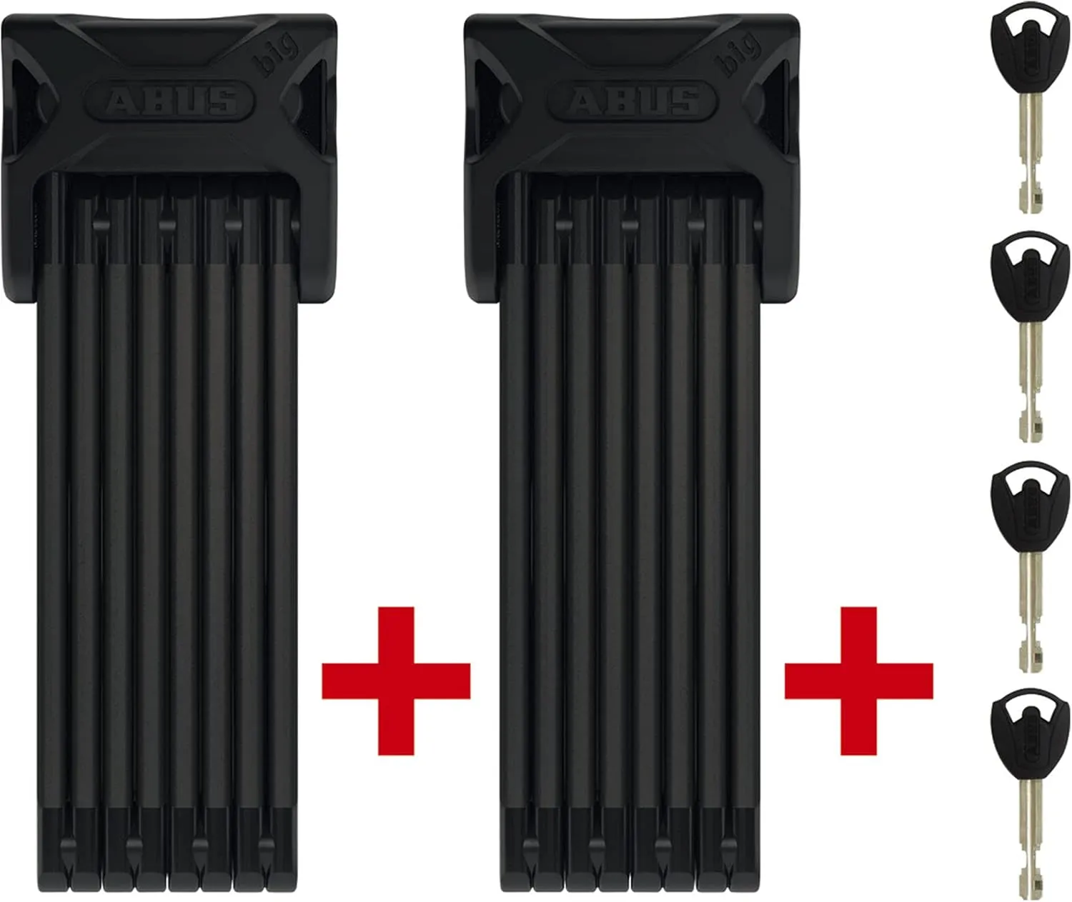 ABUS Bordo 6000 Folding Lock Set of 2 with Bracket - Hardened Steel Bicycle Lock - Keyed Alike - ABUS Security Level 10-120 cm - Black