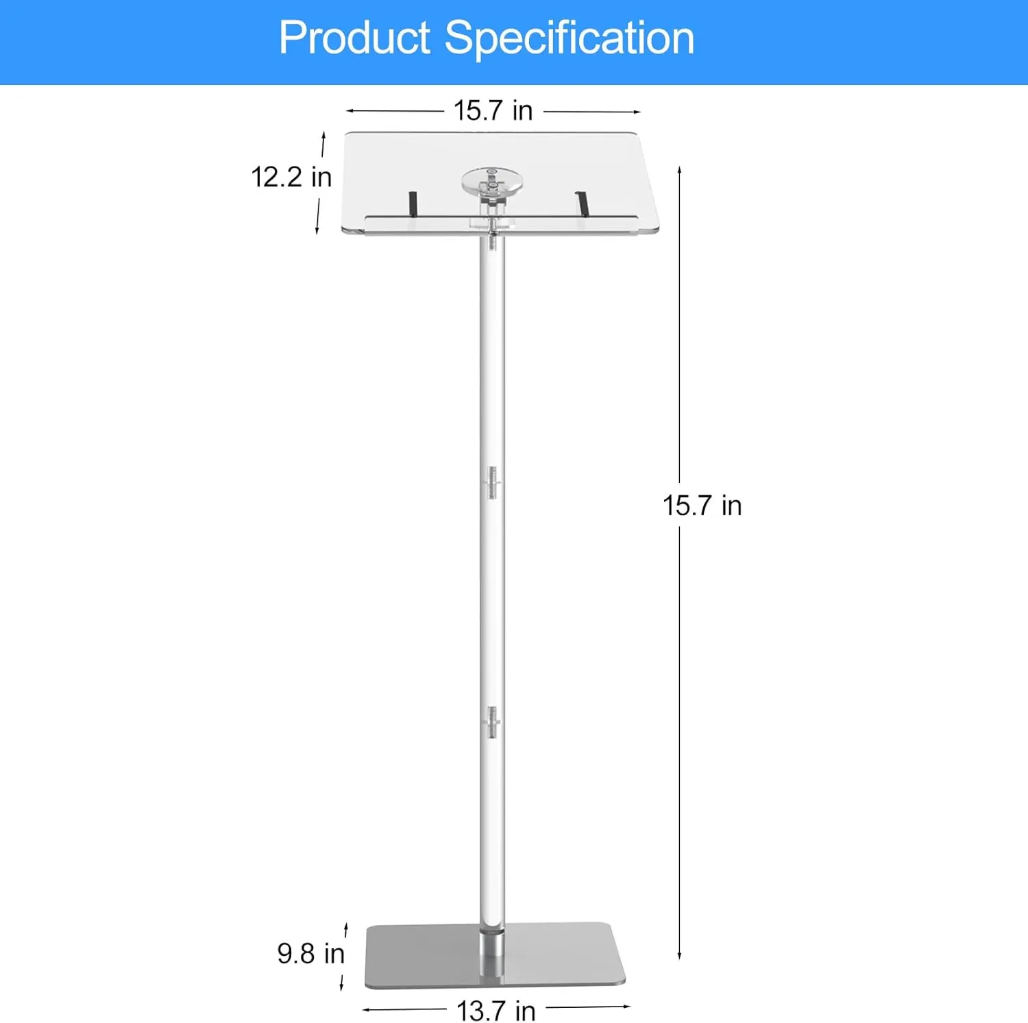 Acrylic Podium Stand,Angle Adjustable Lecterns & Podiums,Transparent Pulpits for Churches,Conference,Speeches,Weddings,Classroom,Concert,42.3" H Professional Presentation Podiums
