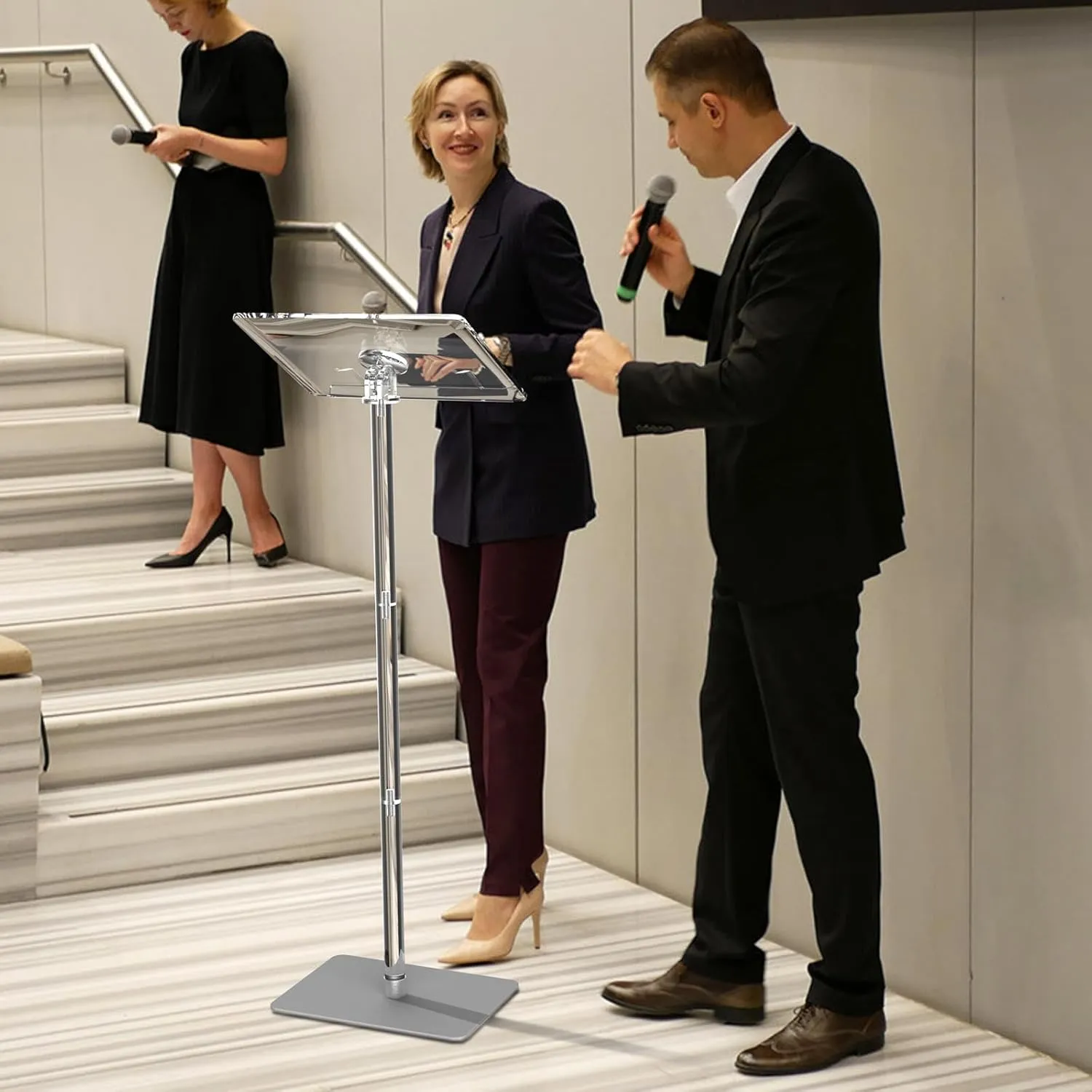Acrylic Podium Stand,Angle Adjustable Lecterns & Podiums,Transparent Pulpits for Churches,Conference,Speeches,Weddings,Classroom,Concert,42.3" H Professional Presentation Podiums