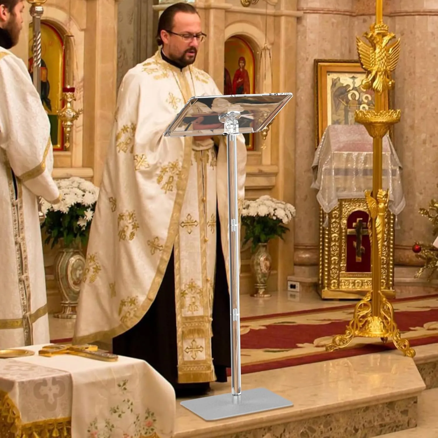 Acrylic Podium Stand,Angle Adjustable Lecterns & Podiums,Transparent Pulpits for Churches,Conference,Speeches,Weddings,Classroom,Concert,42.3" H Professional Presentation Podiums