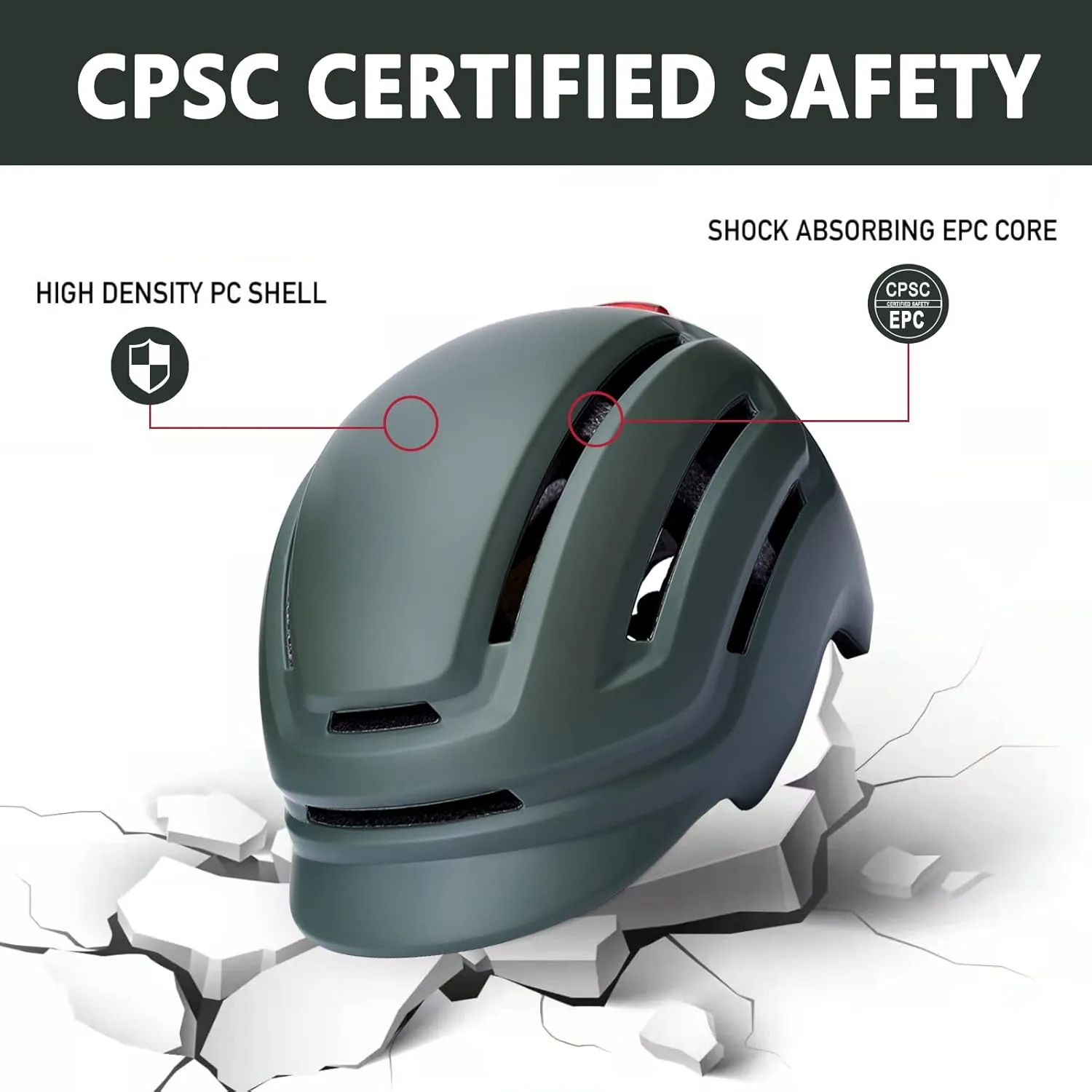 Adult Bike Helmet for Men Women, Mountain Road Bicycle Helmet with USB Rechargeable Taillight