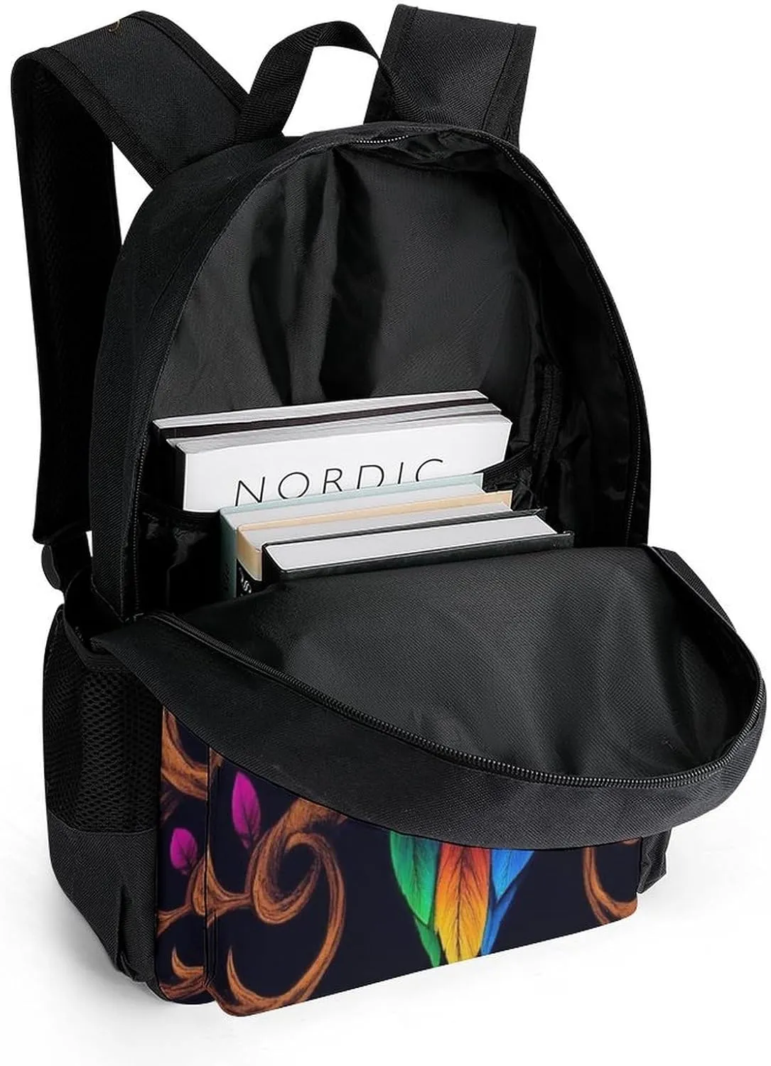 Adults Lightweight Colorful Owl Wild Bird Art Rucksacks Large Capacity Bookbag With Adjustable Shoulder Straps for Trekking Outdoors Bicycle
